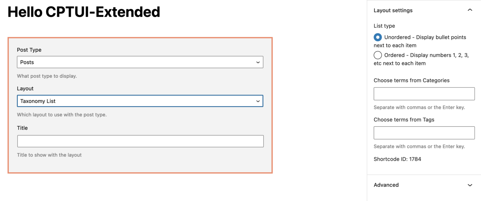 Taxonomy List Layout - Pluginize Docs